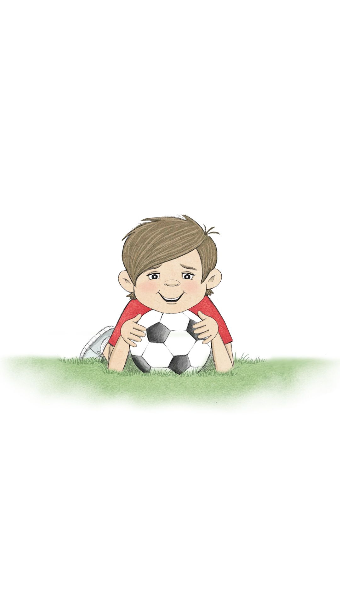 Marco lying with his soccer ball